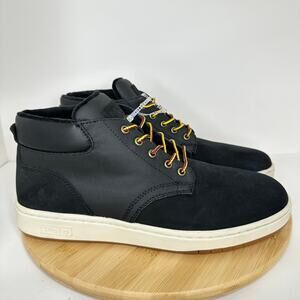 Polo Ralph Lauren Shrunken Nubuck Black Leather Sneaker Boot Lace Up Mens 11 NEW